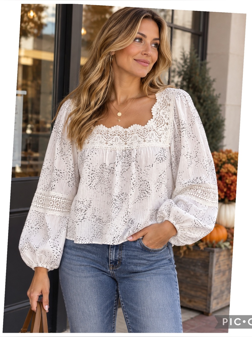 Zac & Rachel XL White Black Crochet Lace Boho Peasant Blouse Rayon